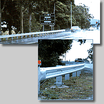 Corrugated road crash barriers.